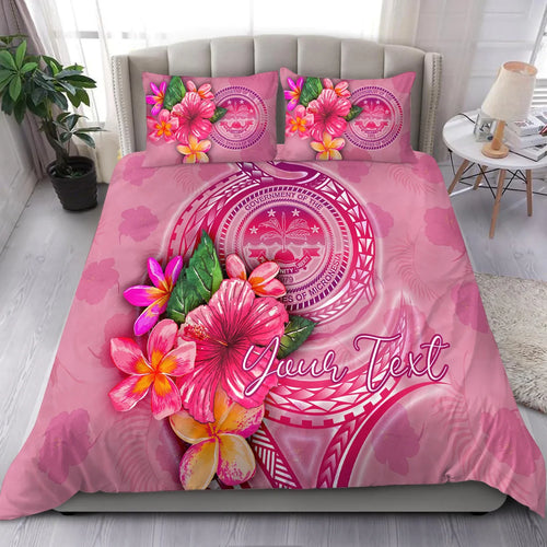 FSM Polynesian Custom Personalised Bedding Set - Floral With Seal Pink