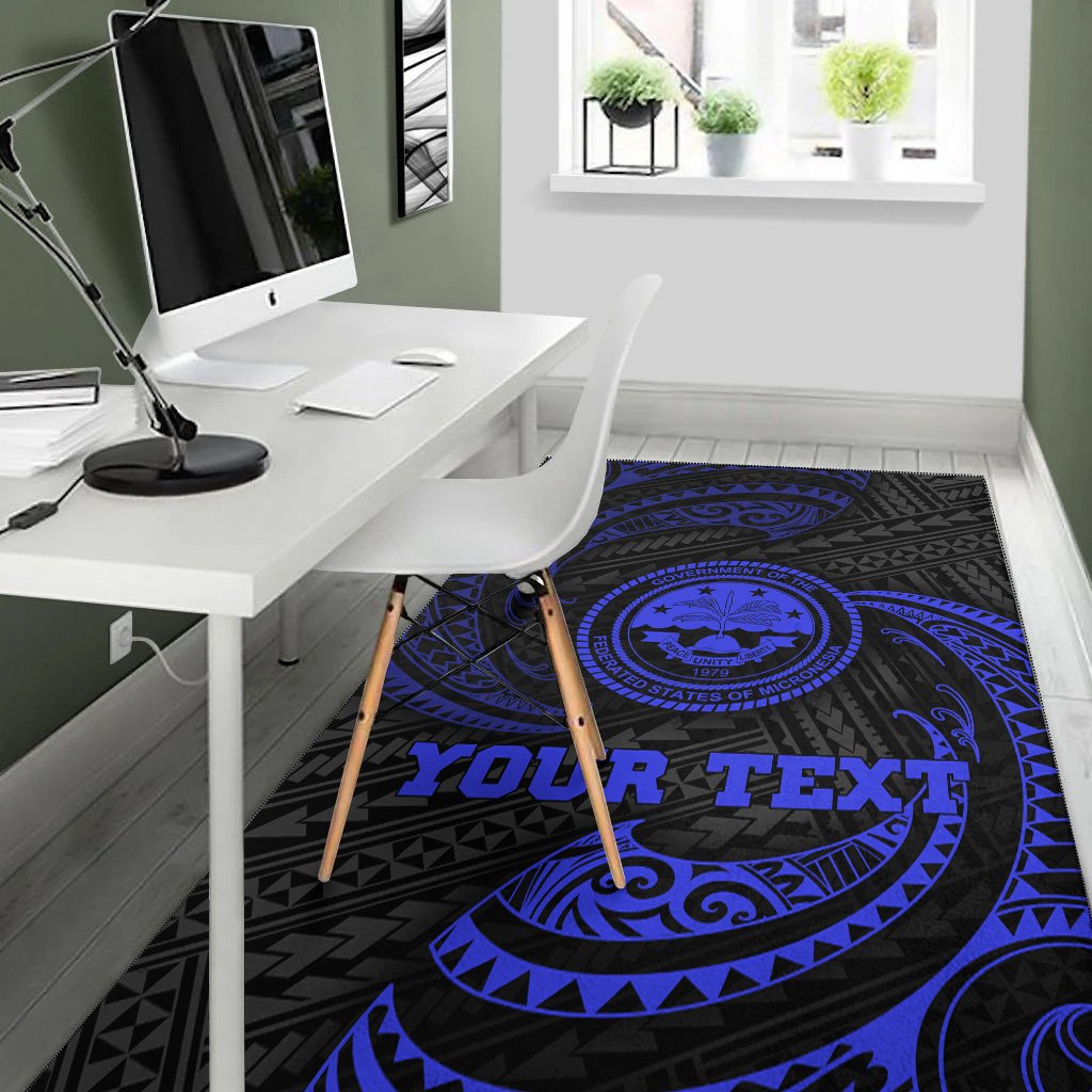 FSM Polynesian Custom Personalised Area Rug - Blue Tribal Wave