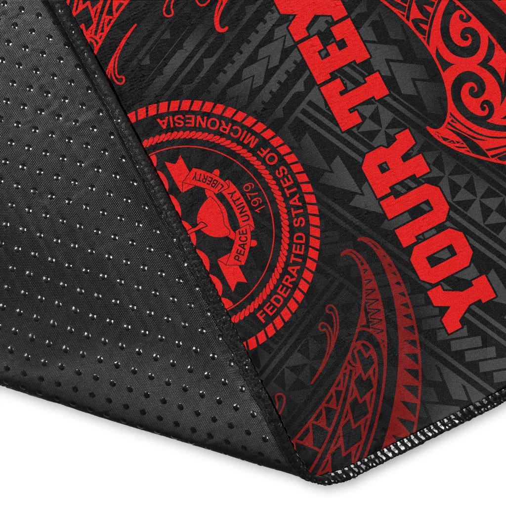 FSM Polynesian Custom Personalised Area Rug - Red Tribal Wave