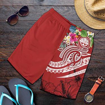 FSM Polynesian Men Shorts - Summer Plumeria (Red)