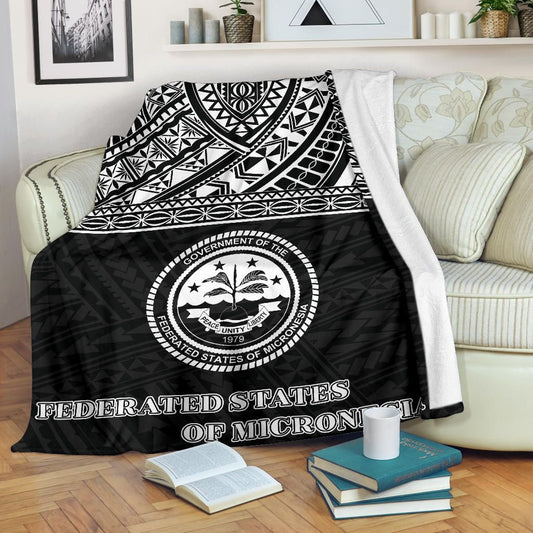 Federated States of Micronesia Premium Blanket - Micronesian Black White Version
