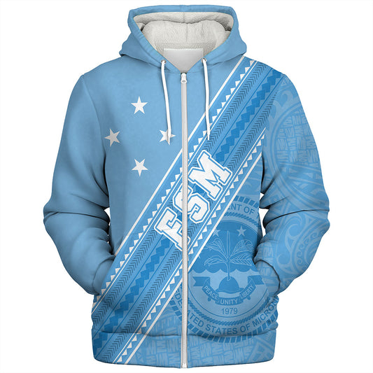 Federated States Of Micronesia Sherpa Hoodie Flag And Coat Of Arms