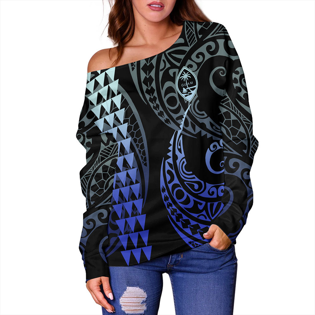 Guam Off Shoulder Sweatshirt Kakau Style
