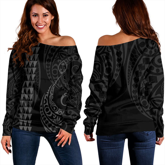 Guam Off Shoulder Sweatshirt Kakau Style
