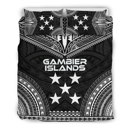 Gambier Islands Polynesian Chief Duvet Cover Set - Black Version
