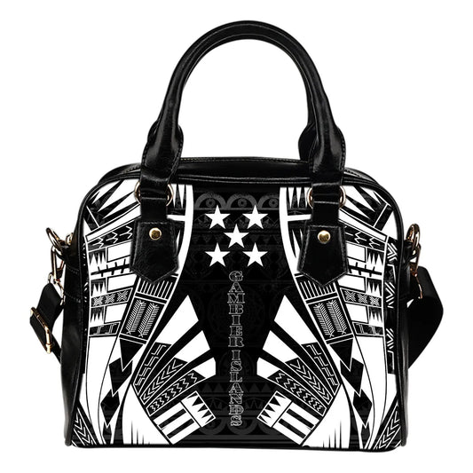 Gambier Islands Shoulder Handbag - Polynesian Tattoo Black