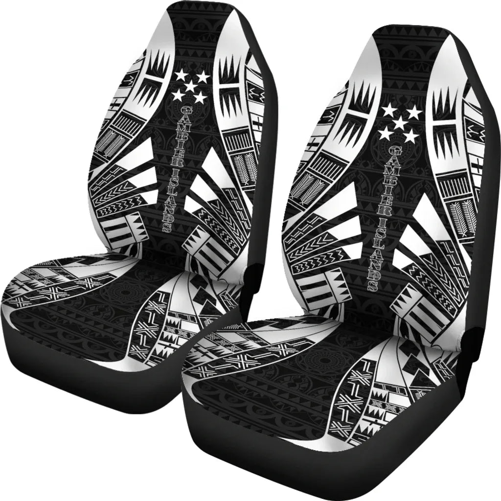 Gambier Islands Car Seat Covers - Polynesian Tattoo Black
