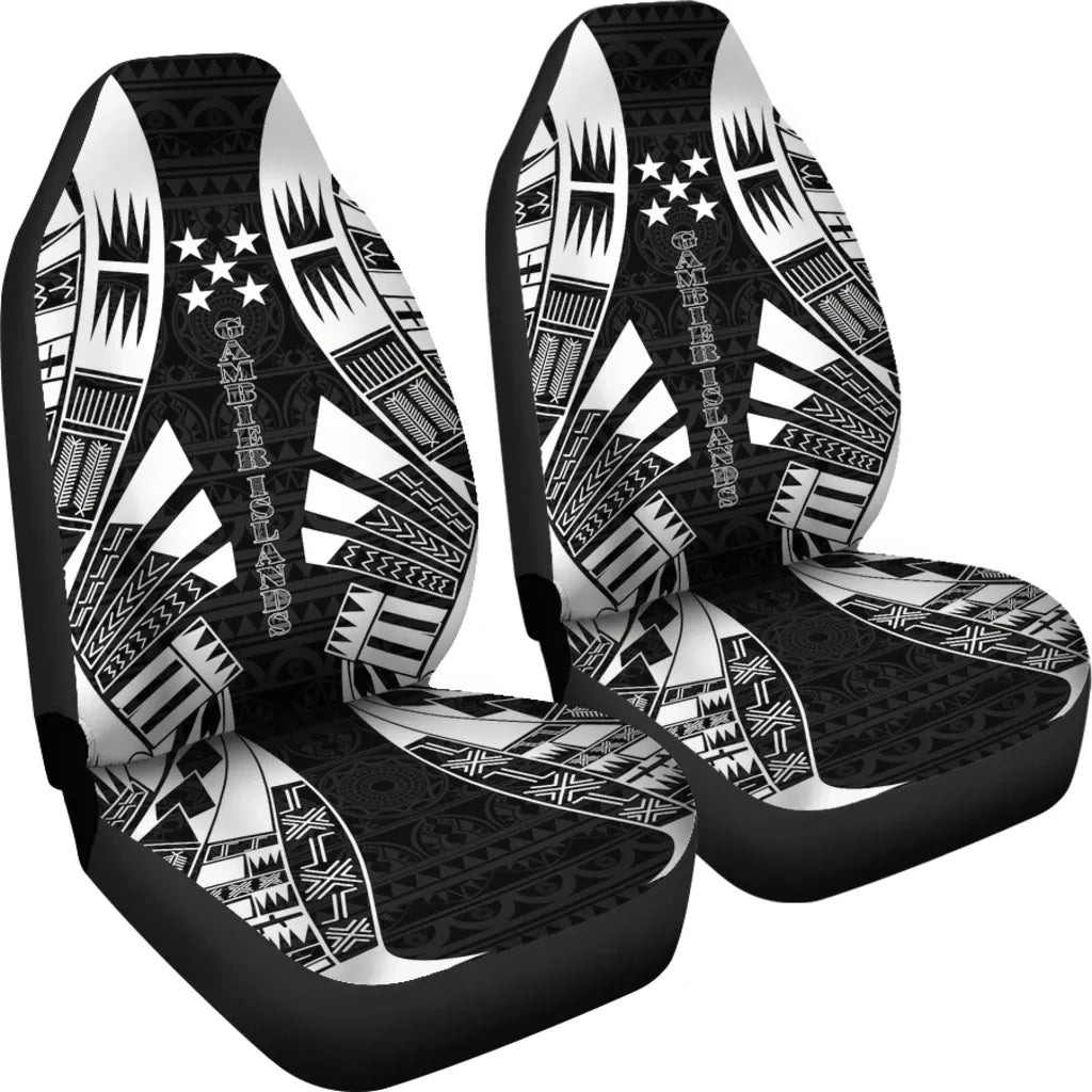 Gambier Islands Car Seat Covers - Polynesian Tattoo Black