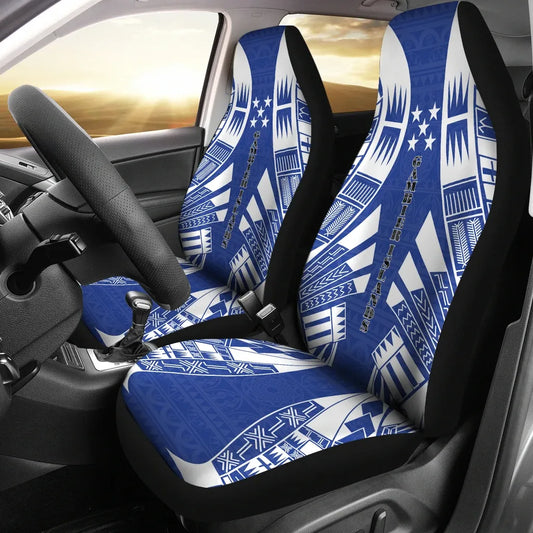 Gambier Islands Car Seat Covers - Gambier Islands Flag Polynesian Tattoo Flag