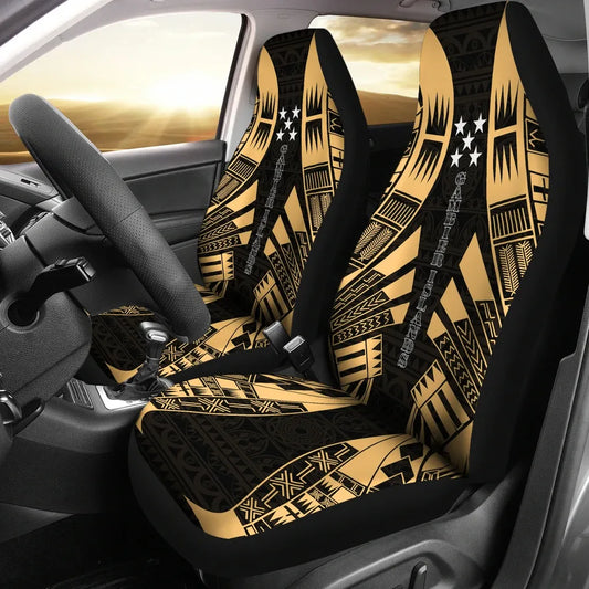 Gambier Islands Car Seat Covers - Polynesian Tattoo Gold