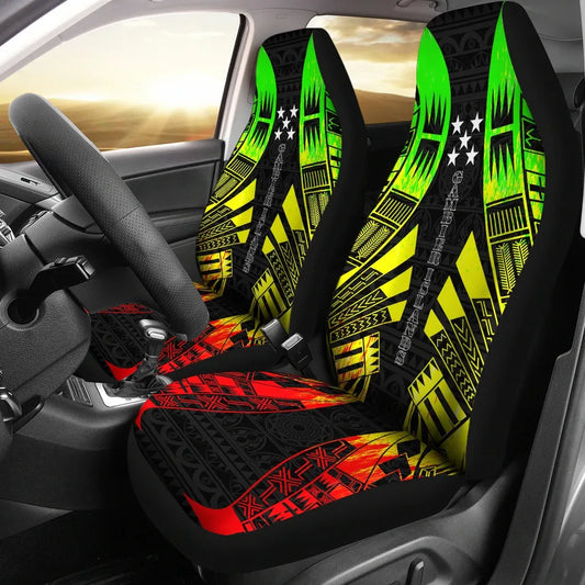 Gambier Islands Car Seat Covers - Gambier Islands Flag Polynesian Tattoo Reggae