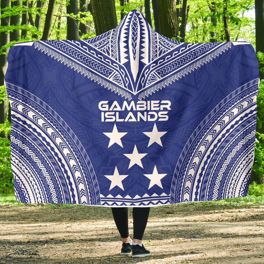 Gambier Islands Flag Polynesian Chief Hooded Blanket
