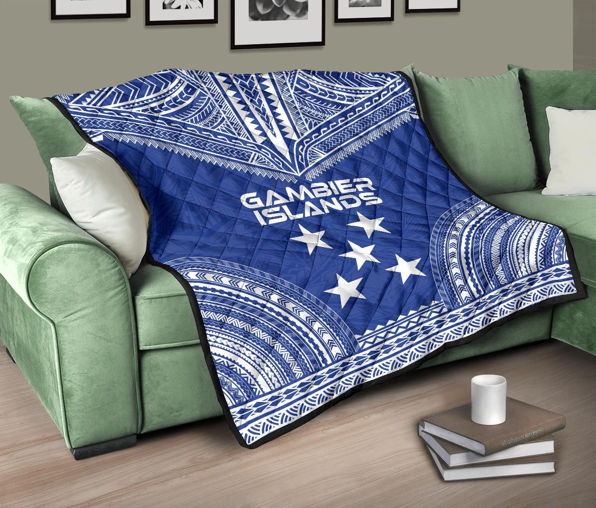 Gambier Islands Premium Quilt - Gambier Islands Flag Polynesian Chief lueag Version