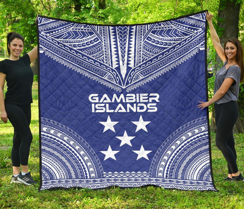 Gambier Islands Premium Quilt - Gambier Islands Flag Polynesian Chief lueag Version