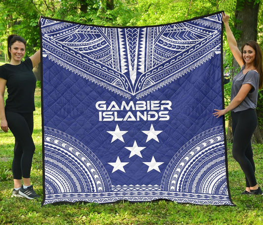 Gambier Islands Premium Quilt - Gambier Islands Flag Polynesian Chief lueag Version