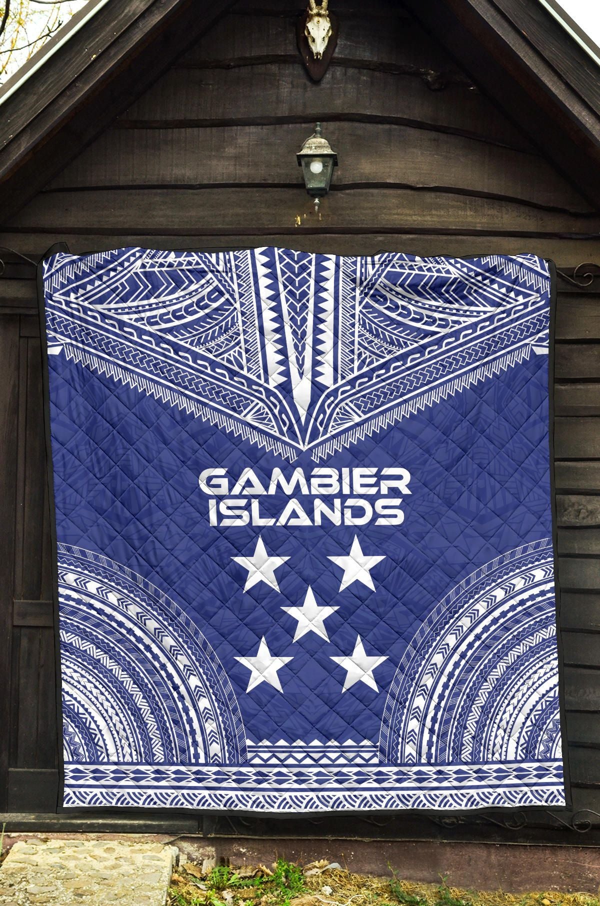 Gambier Islands Premium Quilt - Gambier Islands Flag Polynesian Chief lueag Version