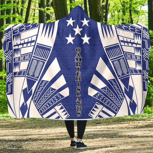 Gambier Islands Hooded Blanket - Polynesian Tattoo Flag