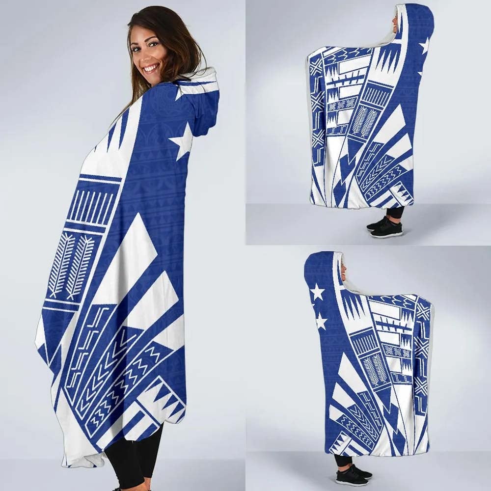 Gambier Islands Hooded Blanket - Polynesian Tattoo Flag