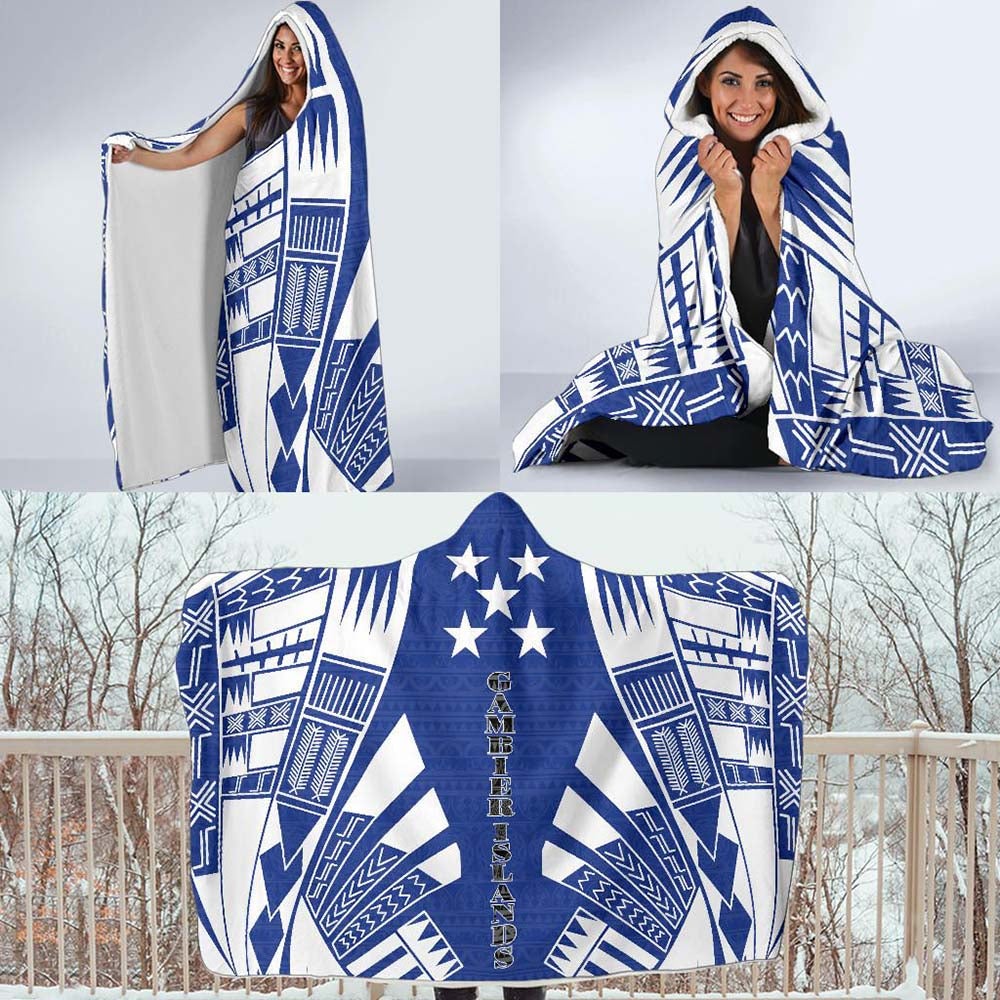 Gambier Islands Hooded Blanket - Polynesian Tattoo Flag