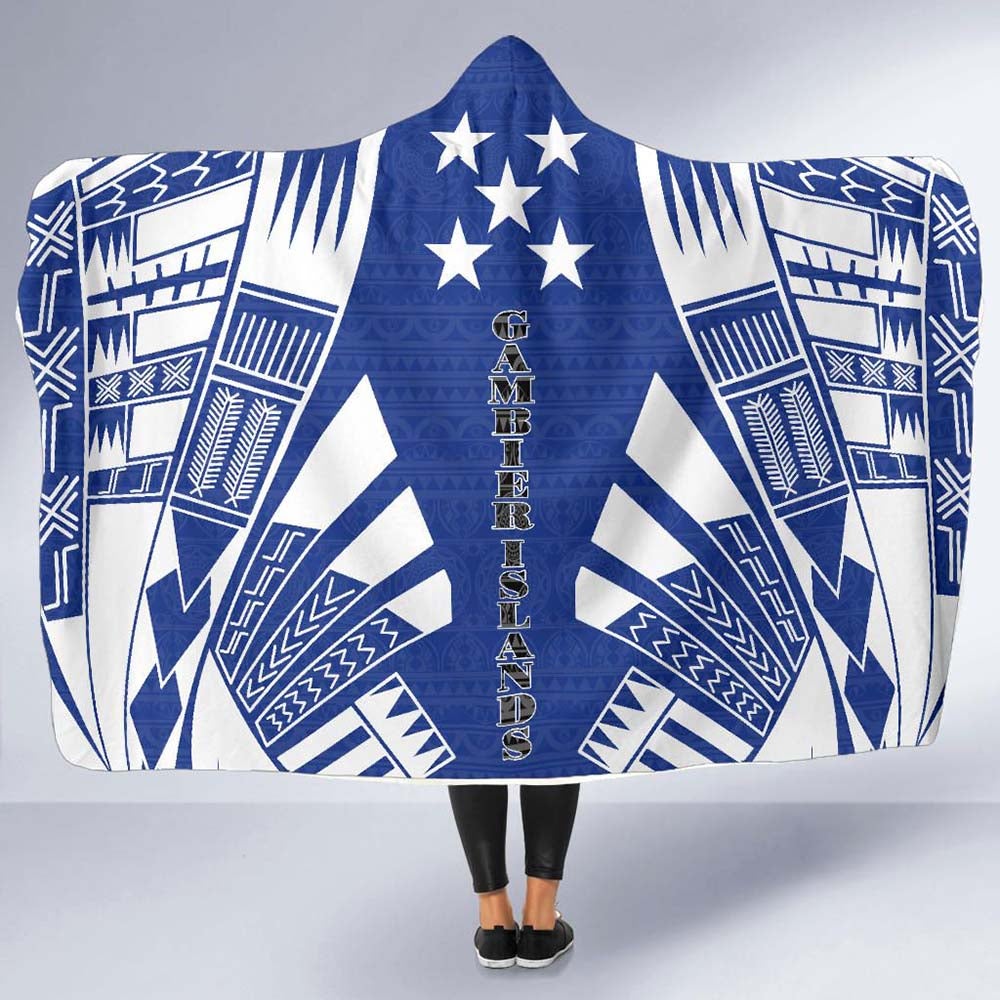 Gambier Islands Hooded Blanket - Polynesian Tattoo Flag