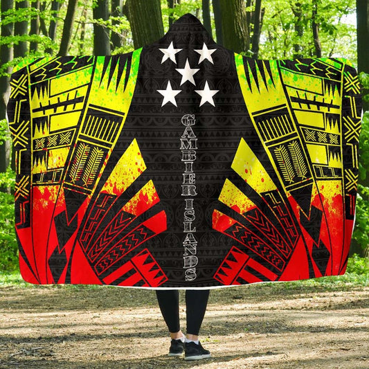 Gambier Islands Hooded Blanket - Polynesian Tattoo Reggae