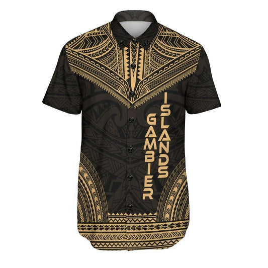 Gambier Islands Polynesian Chief Short Sleeve Shirt - Gold Version