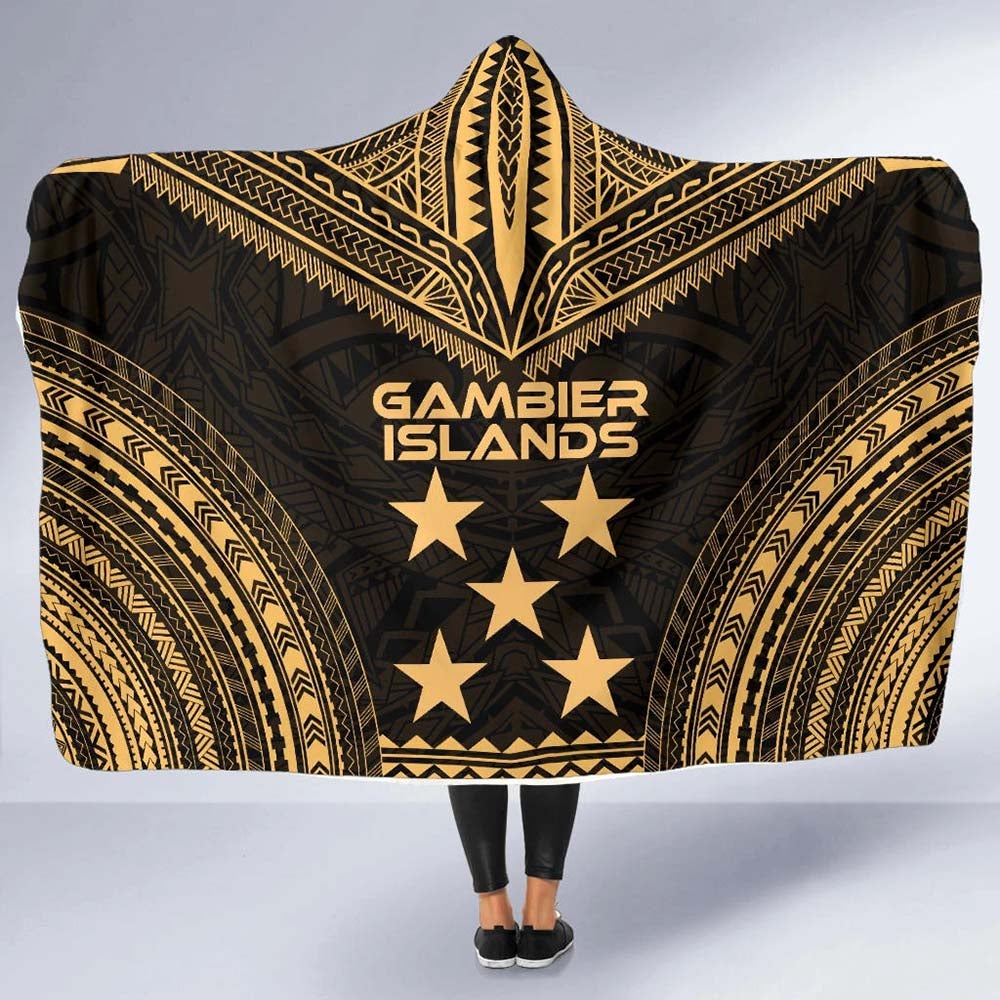 Gambier Islands Polynesian Chief Hooded Blanket - Gold Version