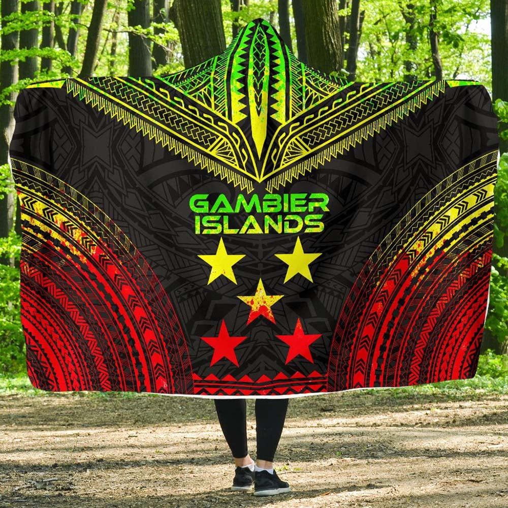 Gambier Islands Polynesian Chief Hooded Blanket - Reggae Version