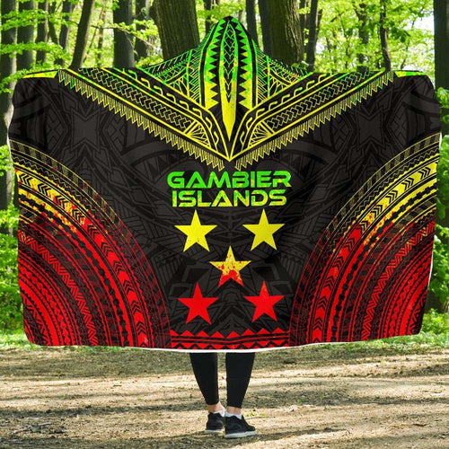 Gambier Islands Polynesian Chief Hooded Blanket - Reggae Version