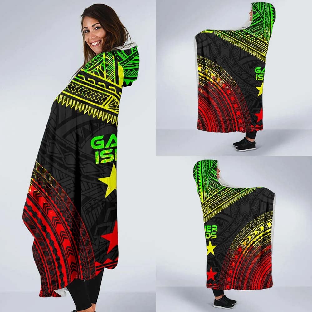 Gambier Islands Polynesian Chief Hooded Blanket - Reggae Version