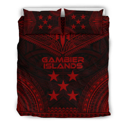 Gambier Islands Polynesian Chief Duvet Cover Set - Red Version