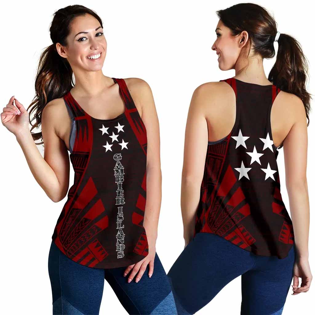 Gambier Islands Women Racerback Tank - Polynesian Tattoo Red