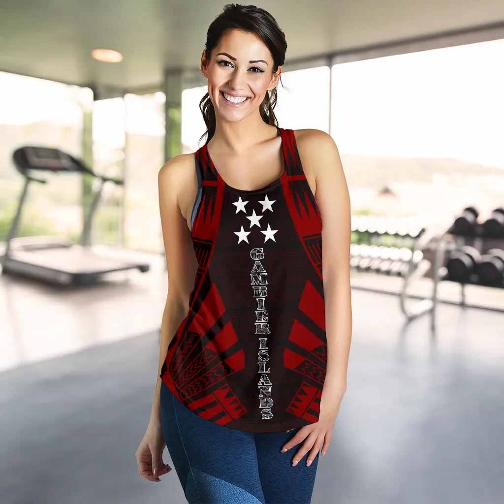 Gambier Islands Women Racerback Tank - Polynesian Tattoo Red