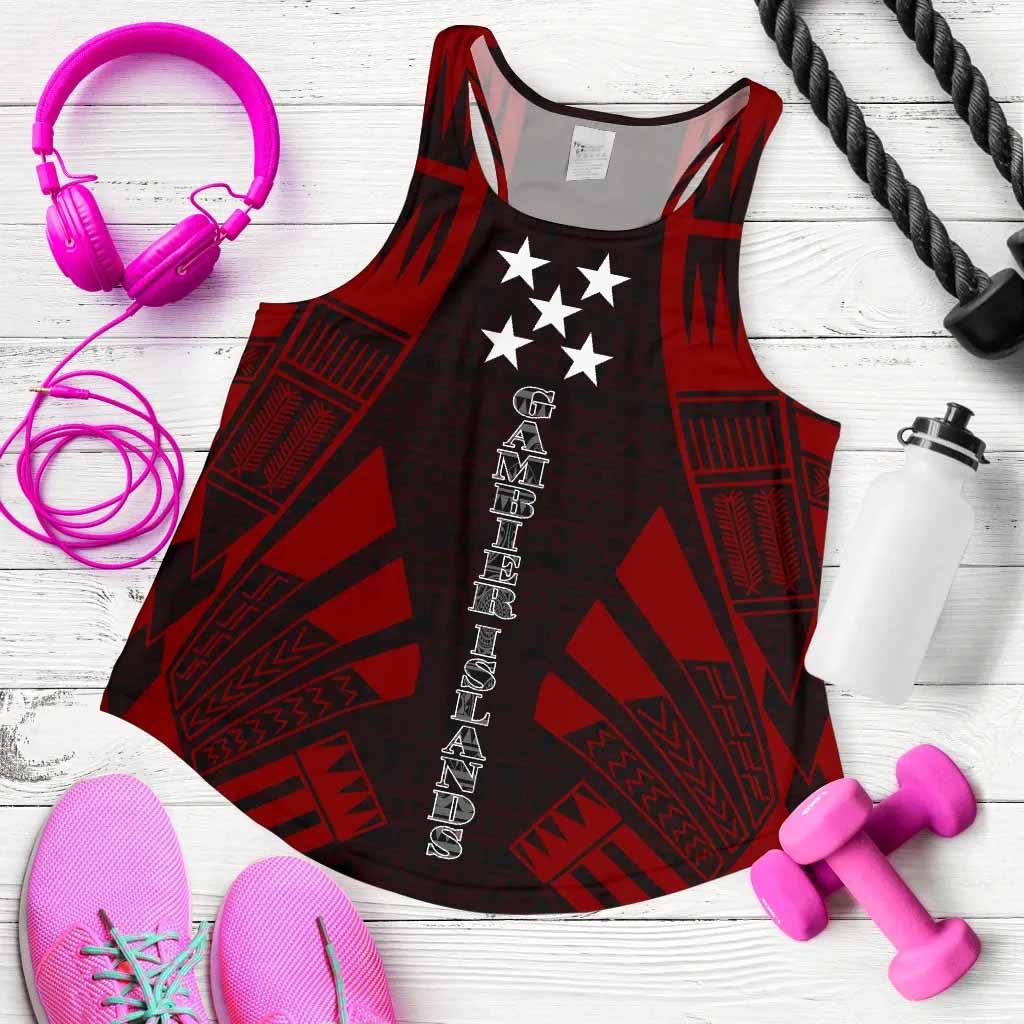 Gambier Islands Women Racerback Tank - Polynesian Tattoo Red