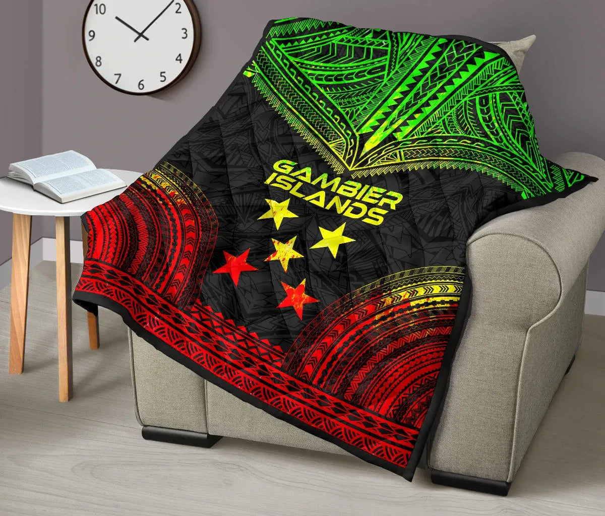 Gambier Islands Premium Quilt - Gambier Islands Flag Polynesian Chief Reggae Version
