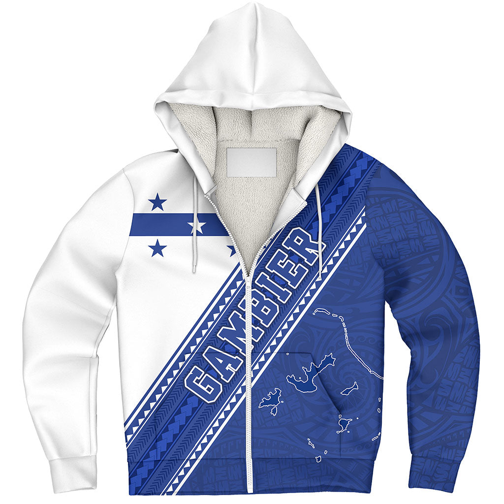 Gambier Islands Sherpa Hoodie Flag And Coat Of Arms