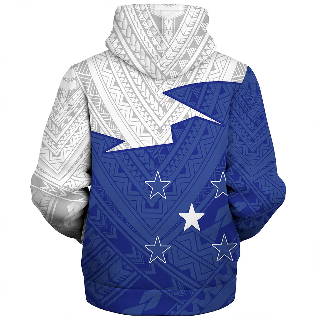 Gambier Islands Sherpa Hoodie Polynesian Tattoo Flag And Coat Of Arms