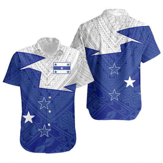 Gambier Islands Short Sleeve Shirt Polynesian Tattoo Flag And Coat Of Arms