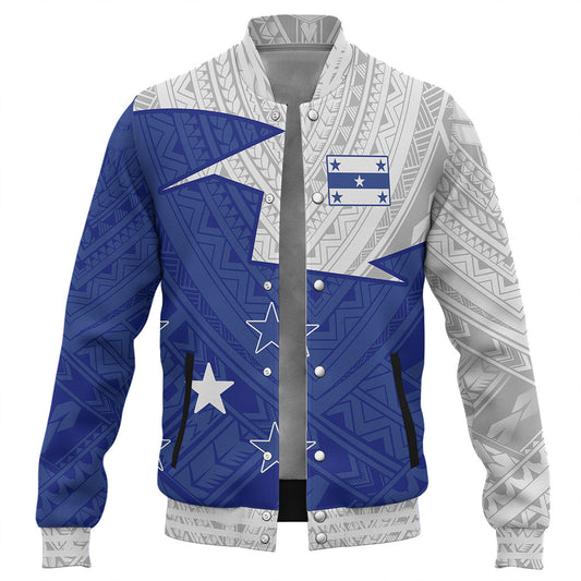 Gambier Islands Baseball Jacket Polynesian Tattoo Flag And Coat Of Arms