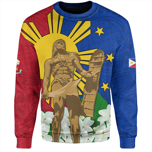 Philippines Filipinos Sweatshirt Lapu-Lapu Hero With Sampaguita Flower