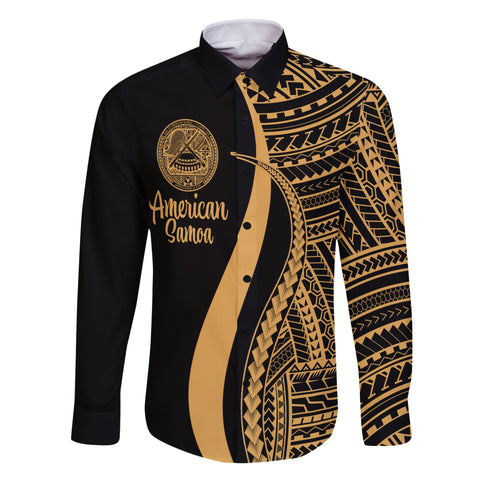 American Samoa Long Sleeve Shirt - Polynesian Tentacle Tribal Pattern