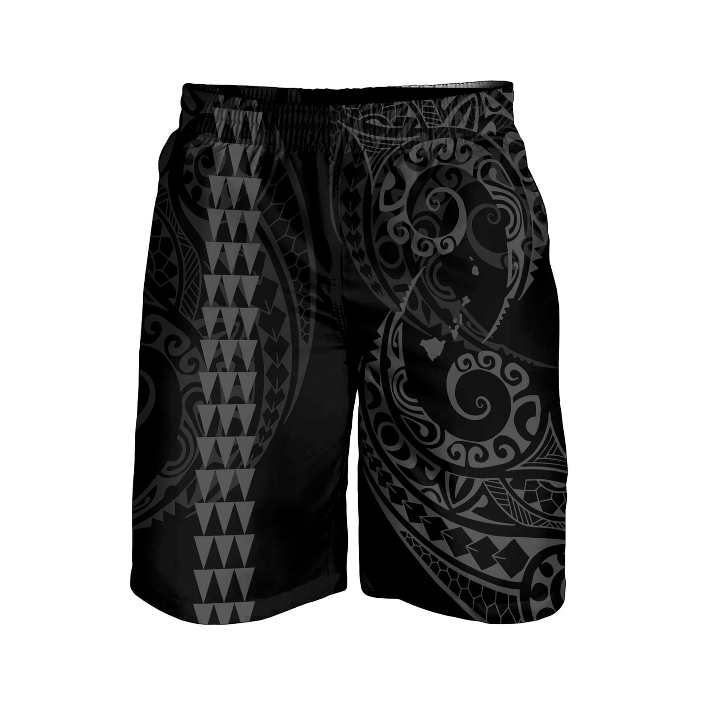 Hawaii Combo Shirts And Shorts Hawaiian Map Kakau Style Grey