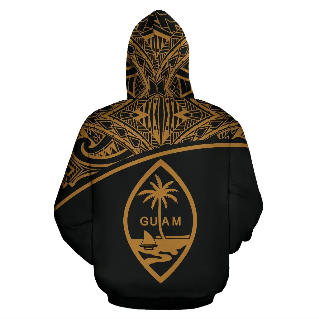 Guam All Over Custom Personalised Hoodie - Gold Curve
