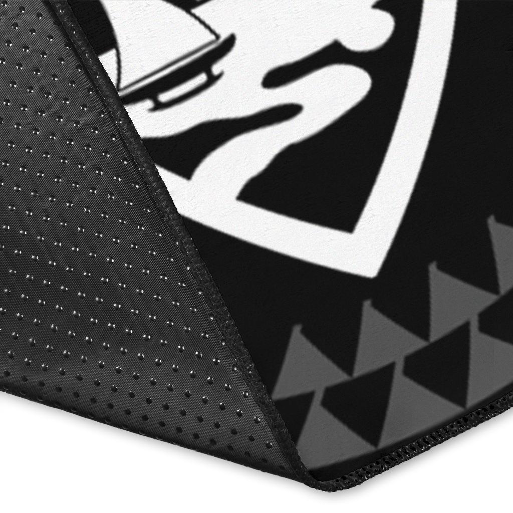 Guam Area Rug - Guam Seal With Polynesian Tattoo Style (Black)