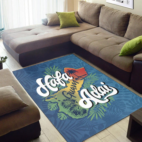 Guam Area Rug - Hafa Adai With Map