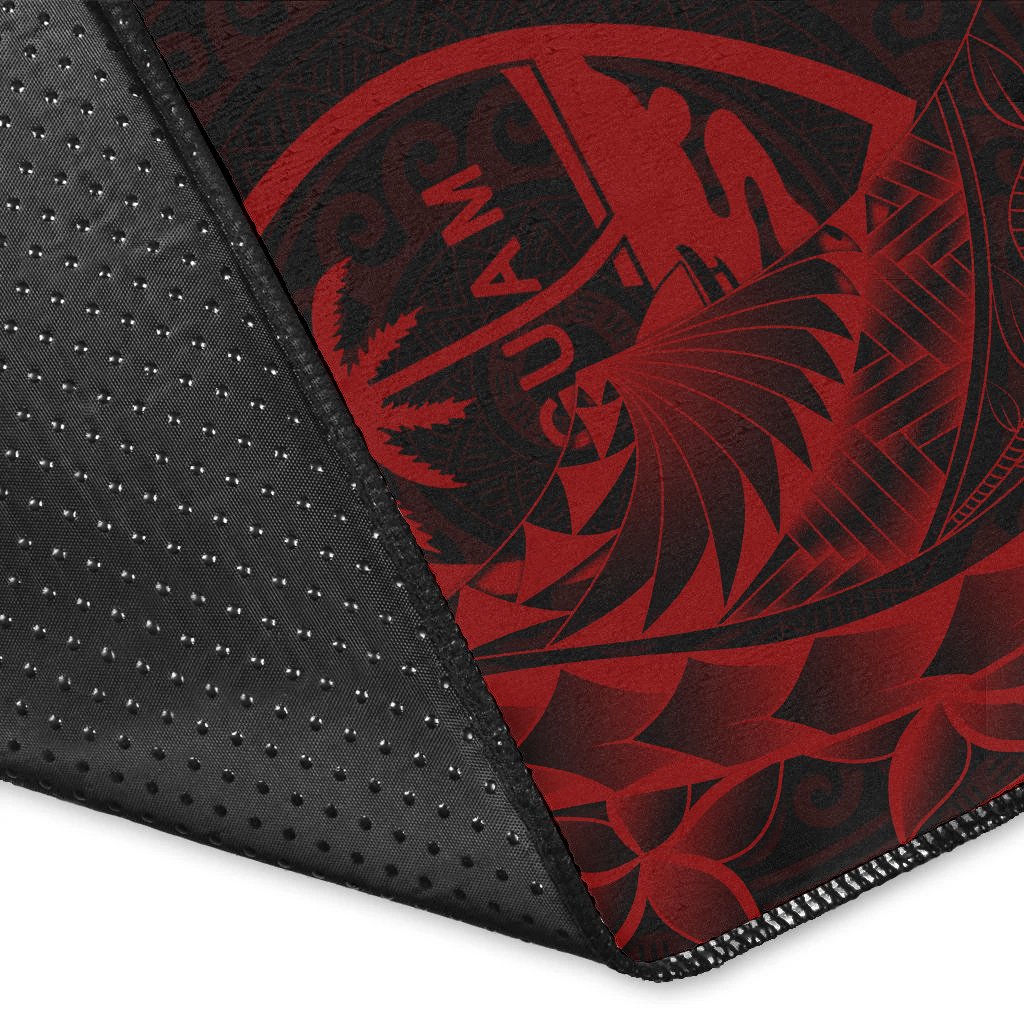 Guam Area Rug - Polynesian Pattern Style Red Color