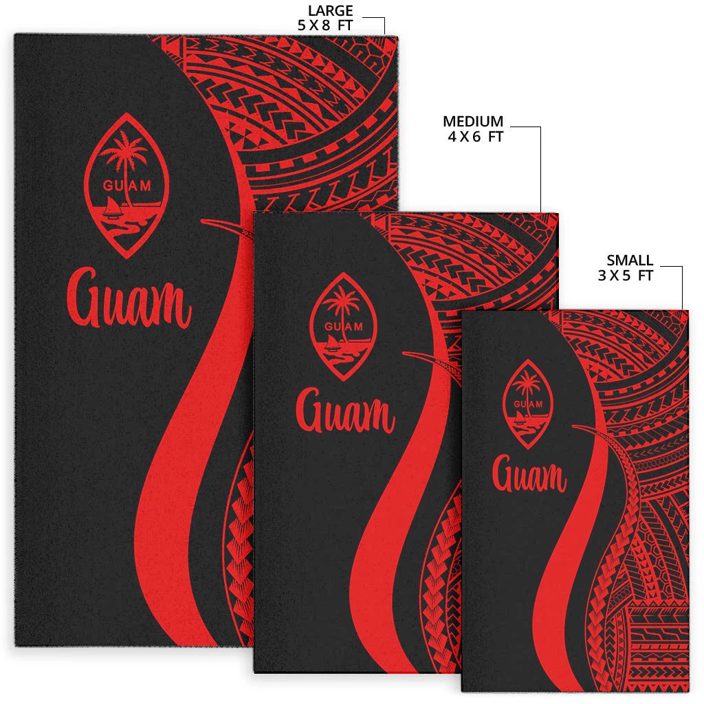 Guam Area Rug - Red Polynesian Tentacle Tribal Pattern