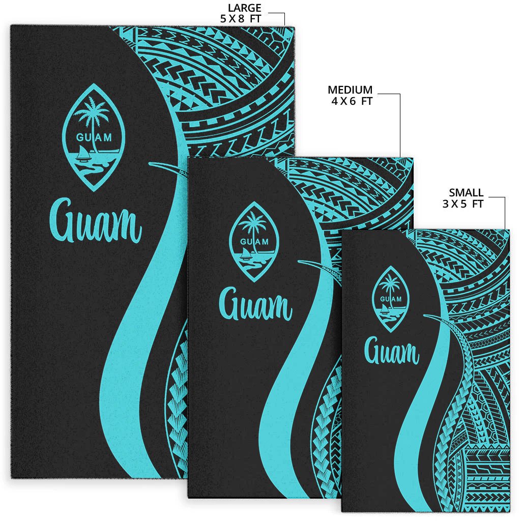 Guam Area Rug - Turquoise Polynesian Tentacle Tribal Pattern