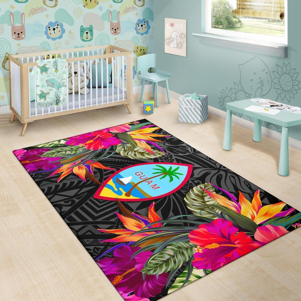 Guam Area Rugs Hibiscus Polynesian Pattern