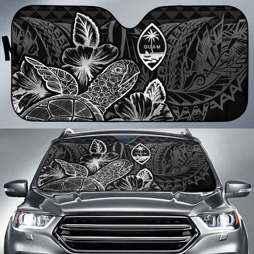 Guam Auto Sun Shades Turtle Hibiscus Black